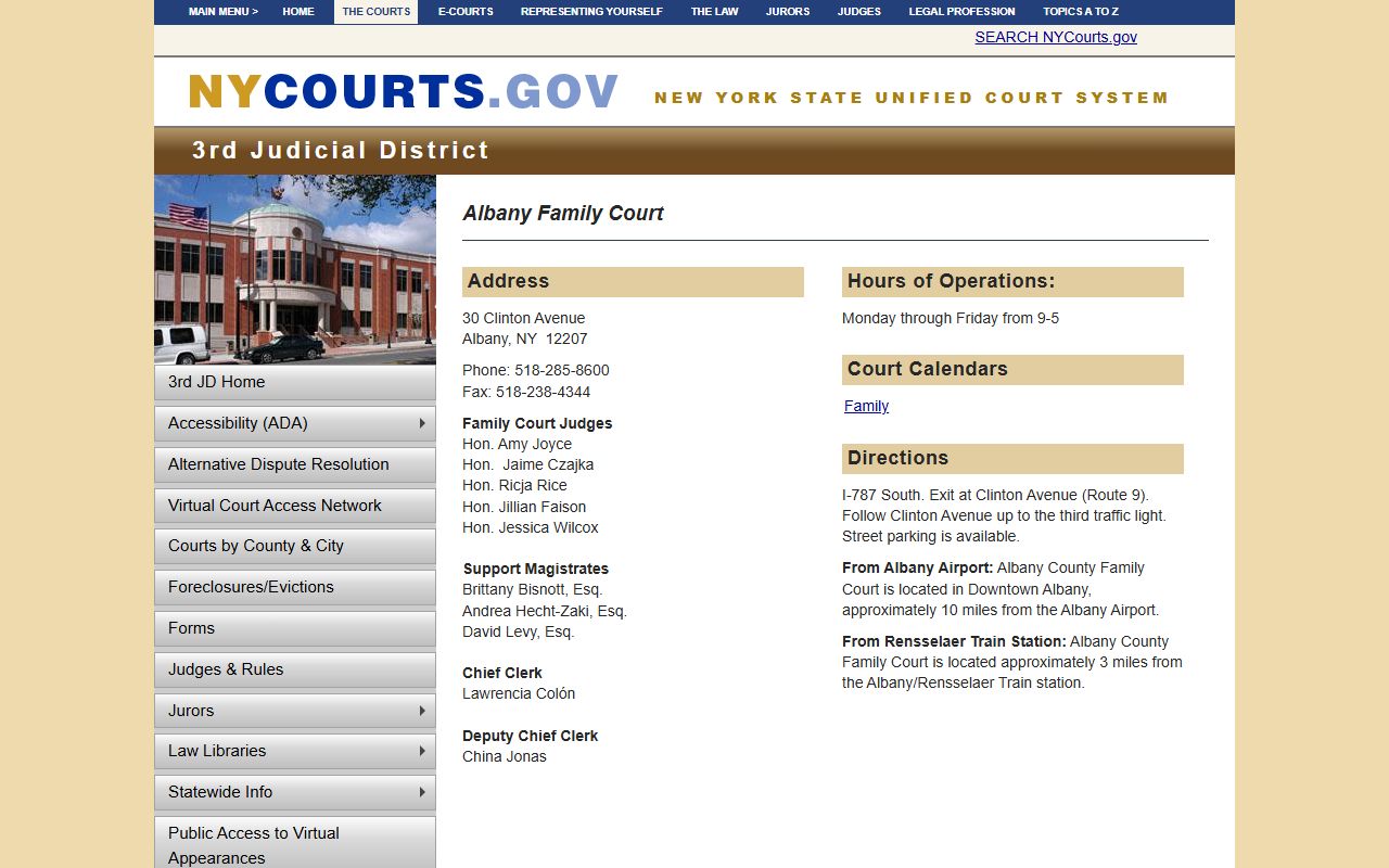 Colonie family court records at Albany County Family Court