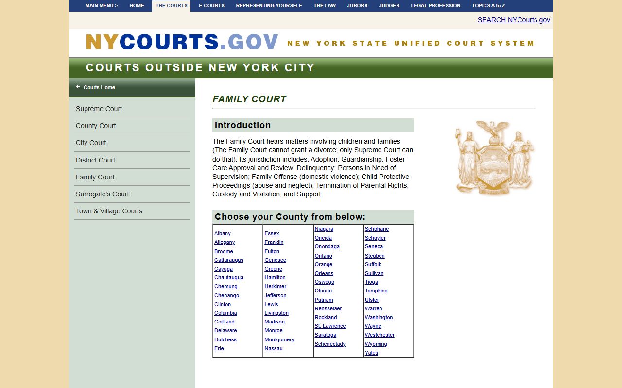 Colonie family court records directory for New York state courts