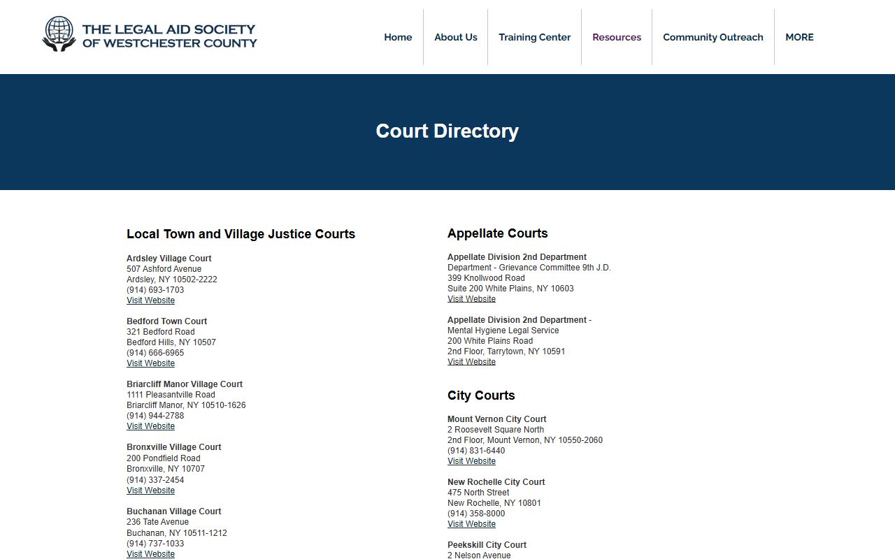 New Rochelle family court records through Westchester County court directory