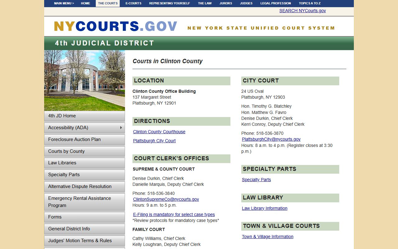 Clinton County courts page with family court records information