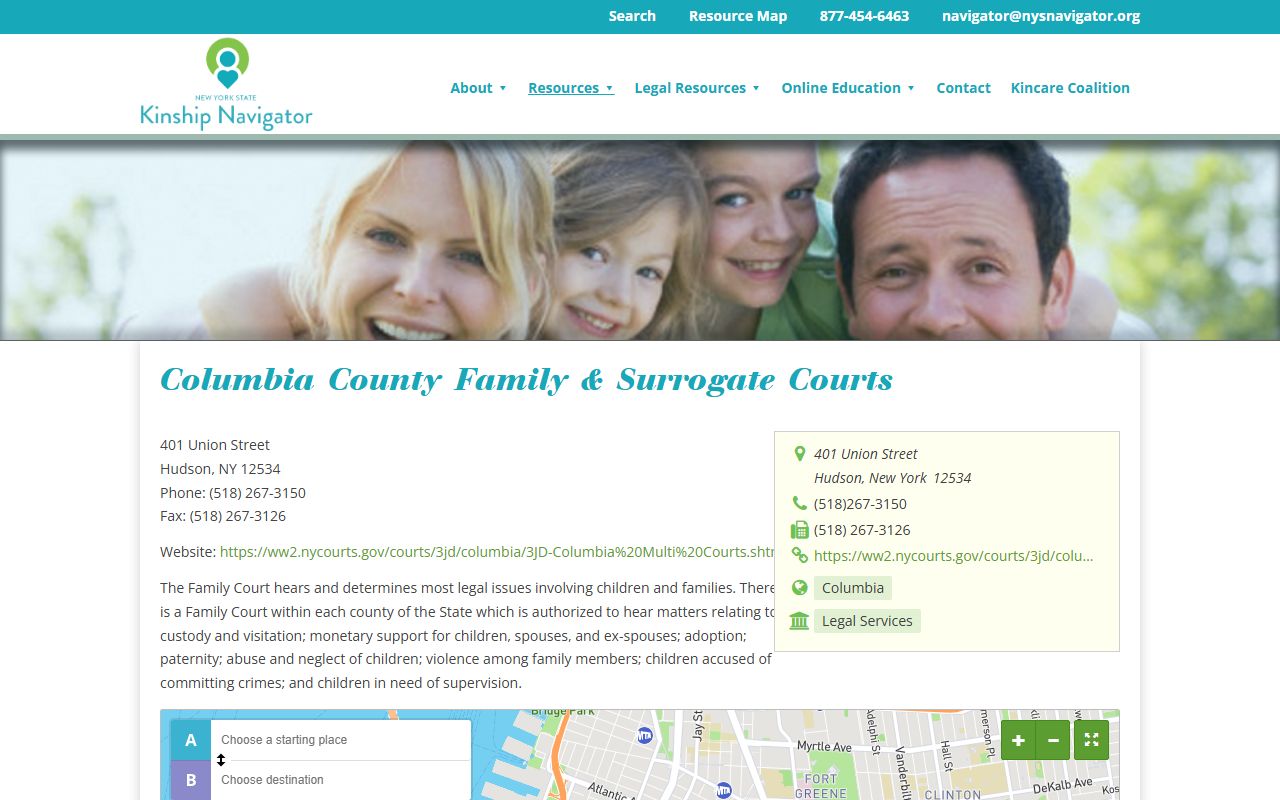 Columbia County Family Court records resource for New York