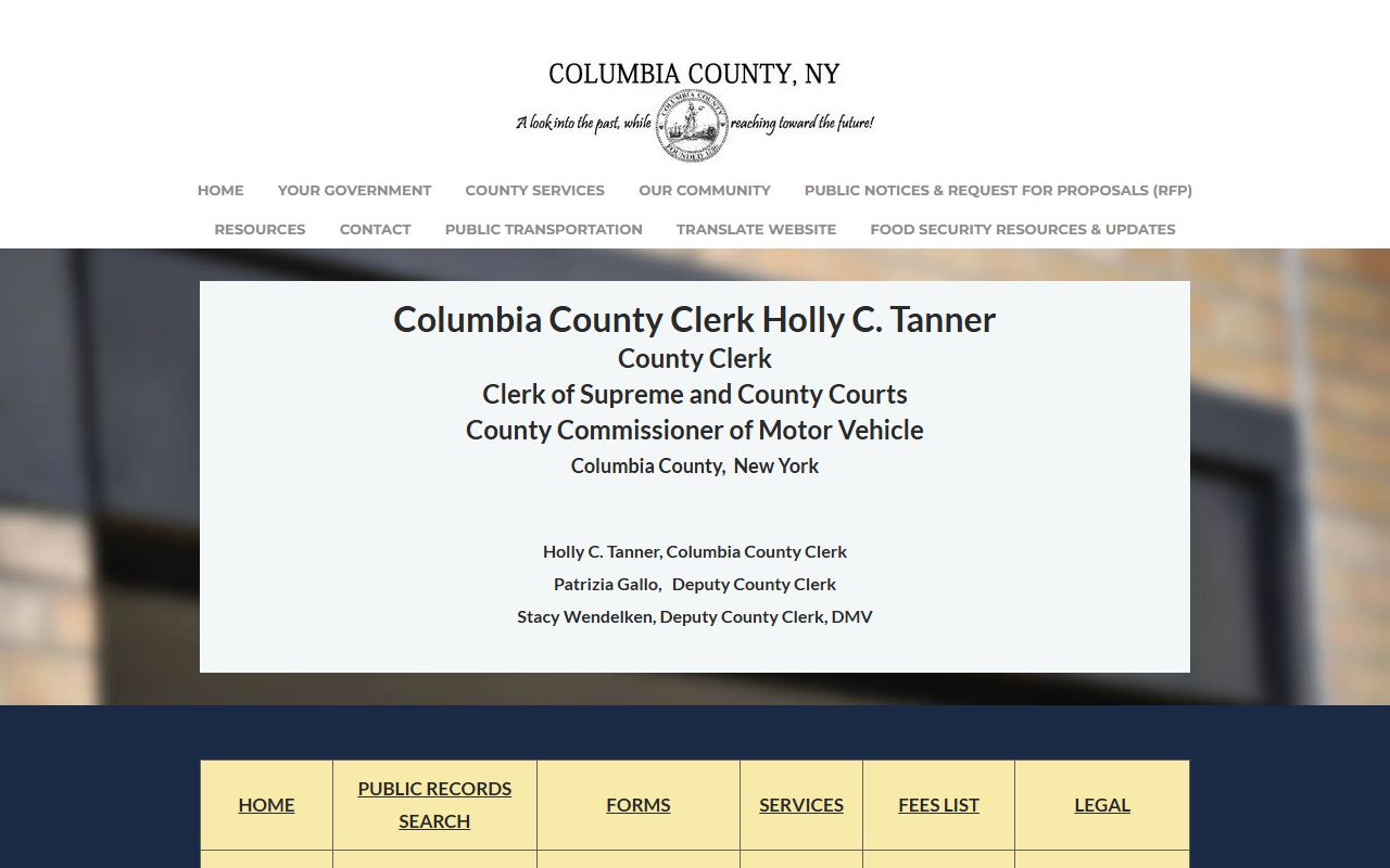 Columbia County Clerk office for court records in New York