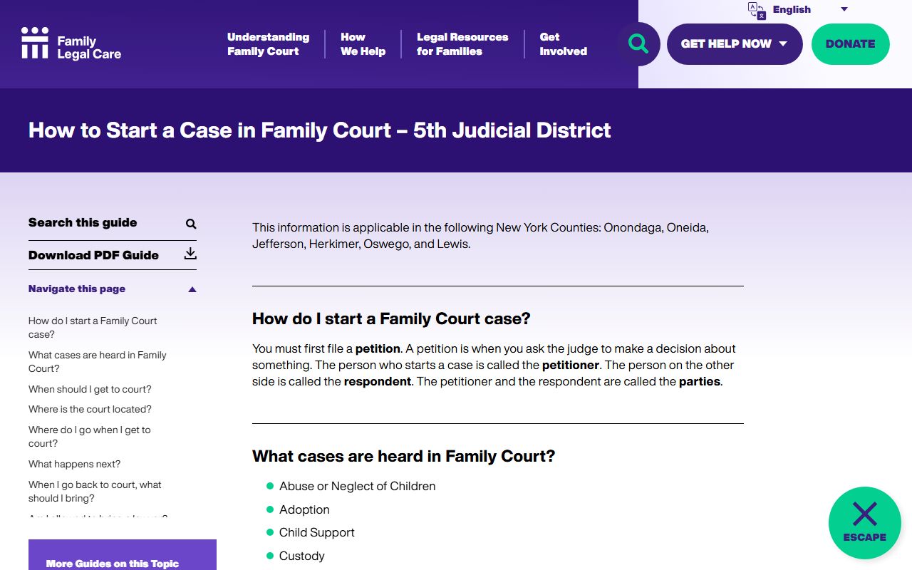 Oneida County family court records resource guide for the 5th Judicial District