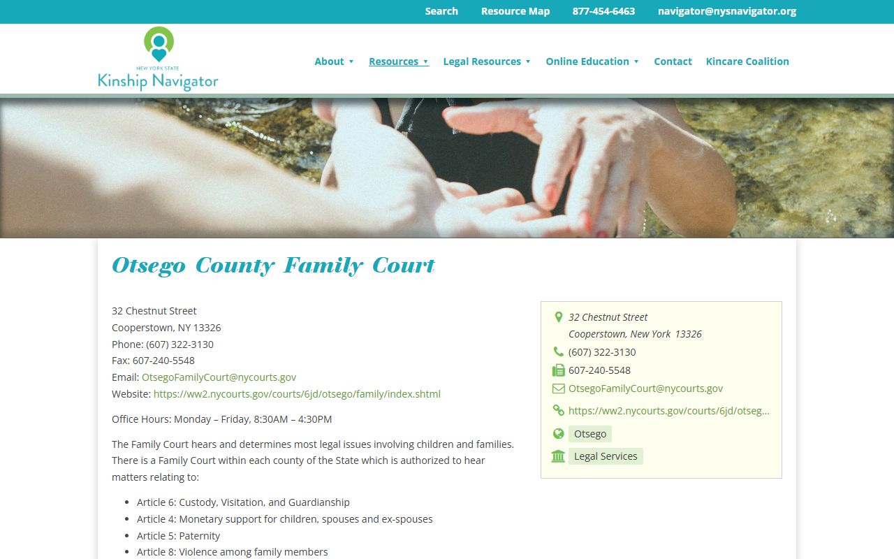 Otsego County family court records NYS Navigator resource listing
