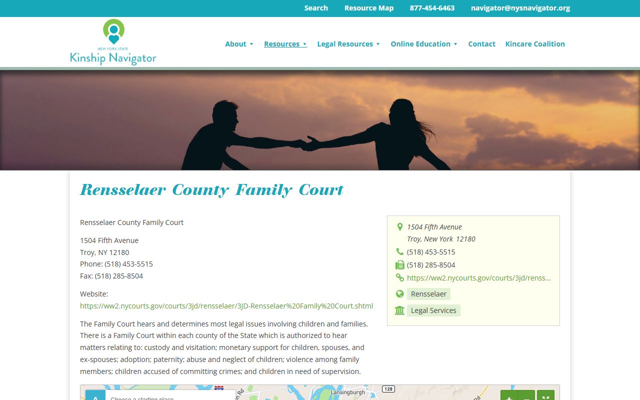 Rensselaer County Family Court Records resource directory from NYS Navigator