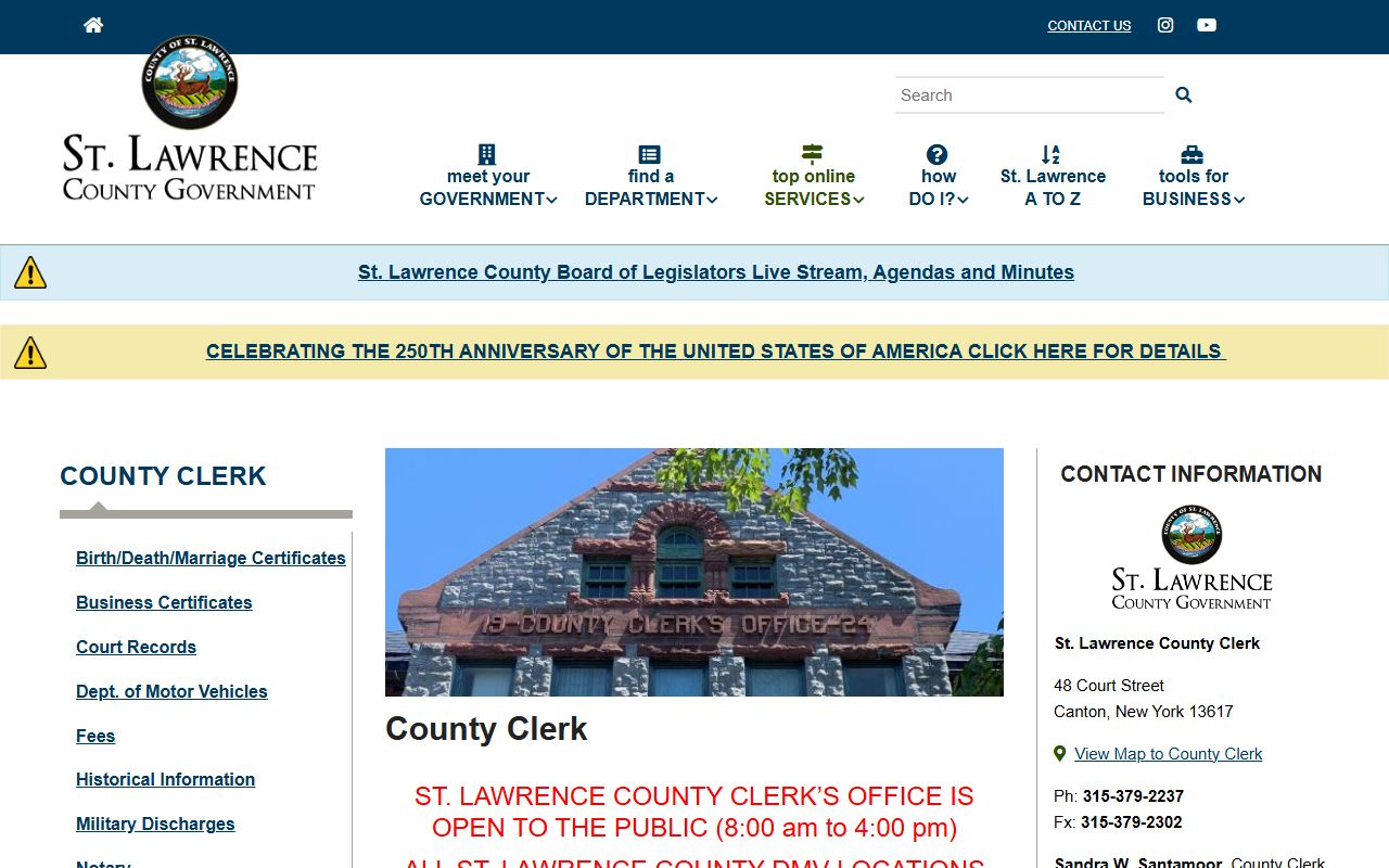 St. Lawrence County family court records clerk office